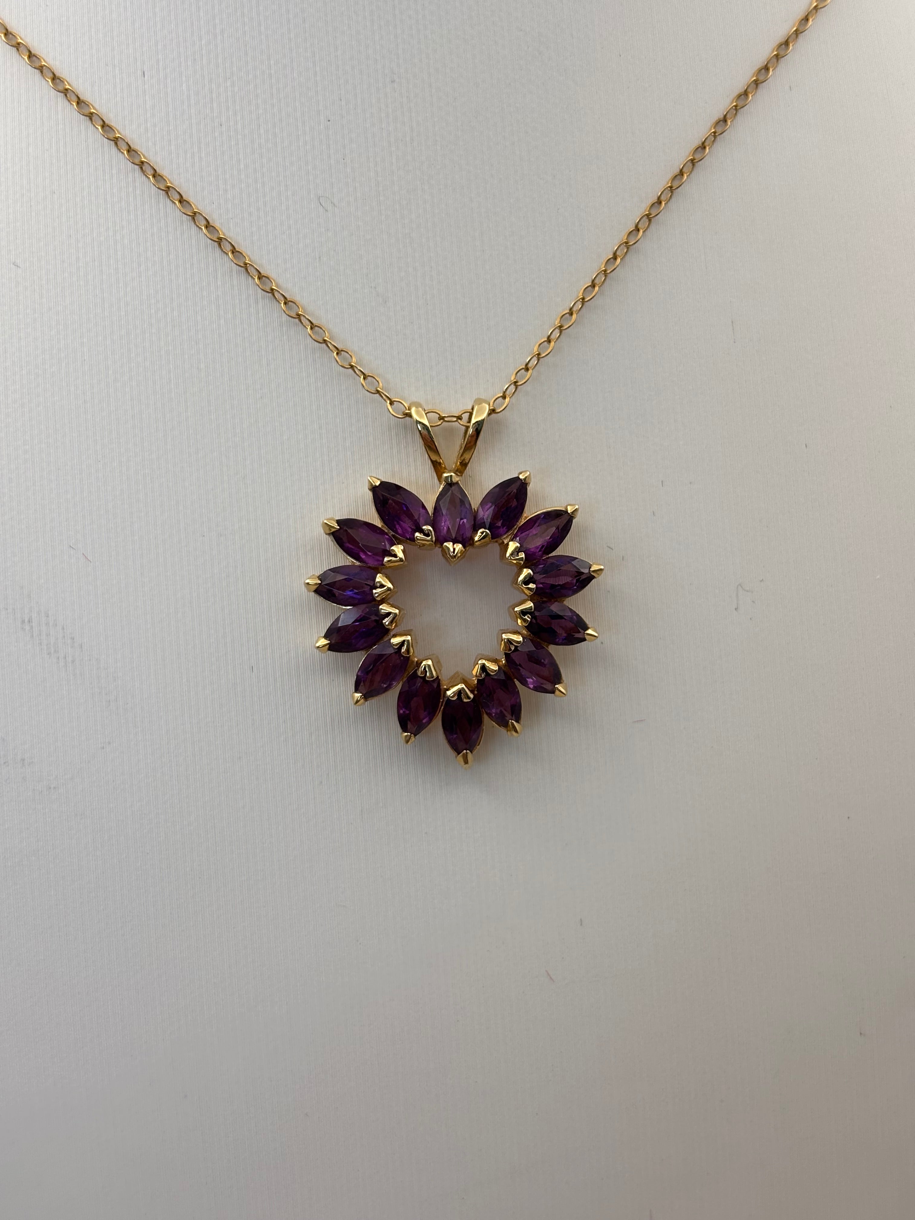 14k Yellow Gold Purple Stone Heart Pendant