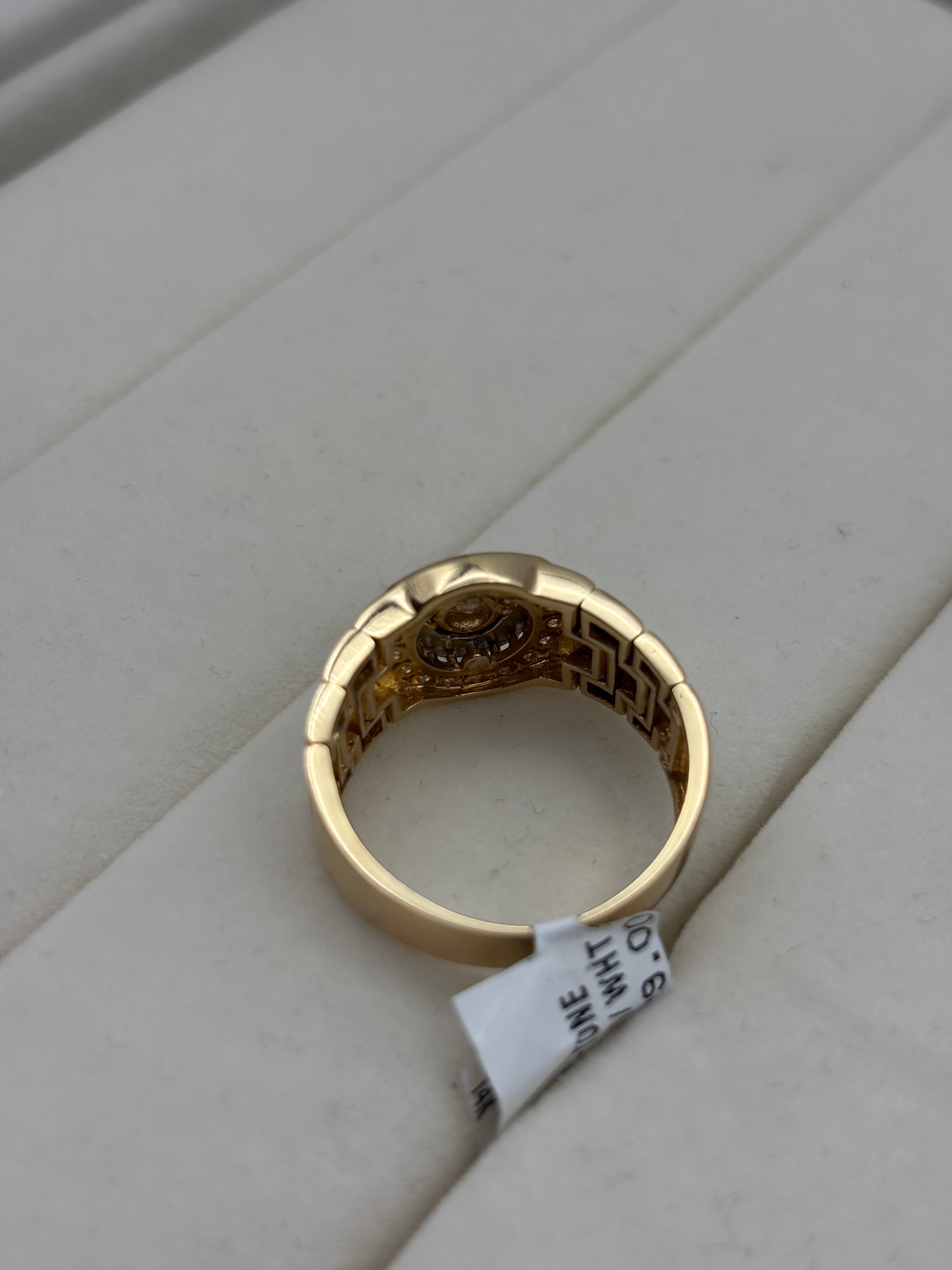 14K Two-Tone Gold Diamond Cluster Signet Ring