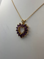 14k Yellow Gold Purple Stone Heart Pendant