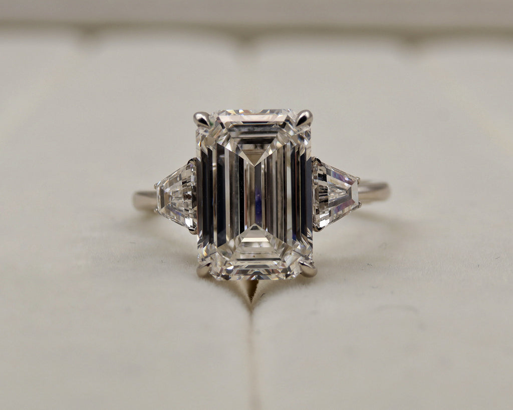 Platinum Emerald Cut Diamond Three-Stone Ring