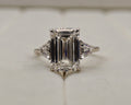 Platinum Emerald Cut Diamond Three-Stone Ring