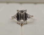 Platinum Emerald Cut Diamond Three-Stone Ring