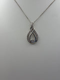 10K White Gold Diamond Teardrop Pendant Necklace