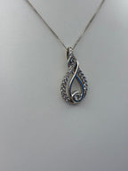 10K White Gold Diamond Teardrop Pendant Necklace