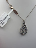 10K White Gold Diamond Teardrop Pendant Necklace