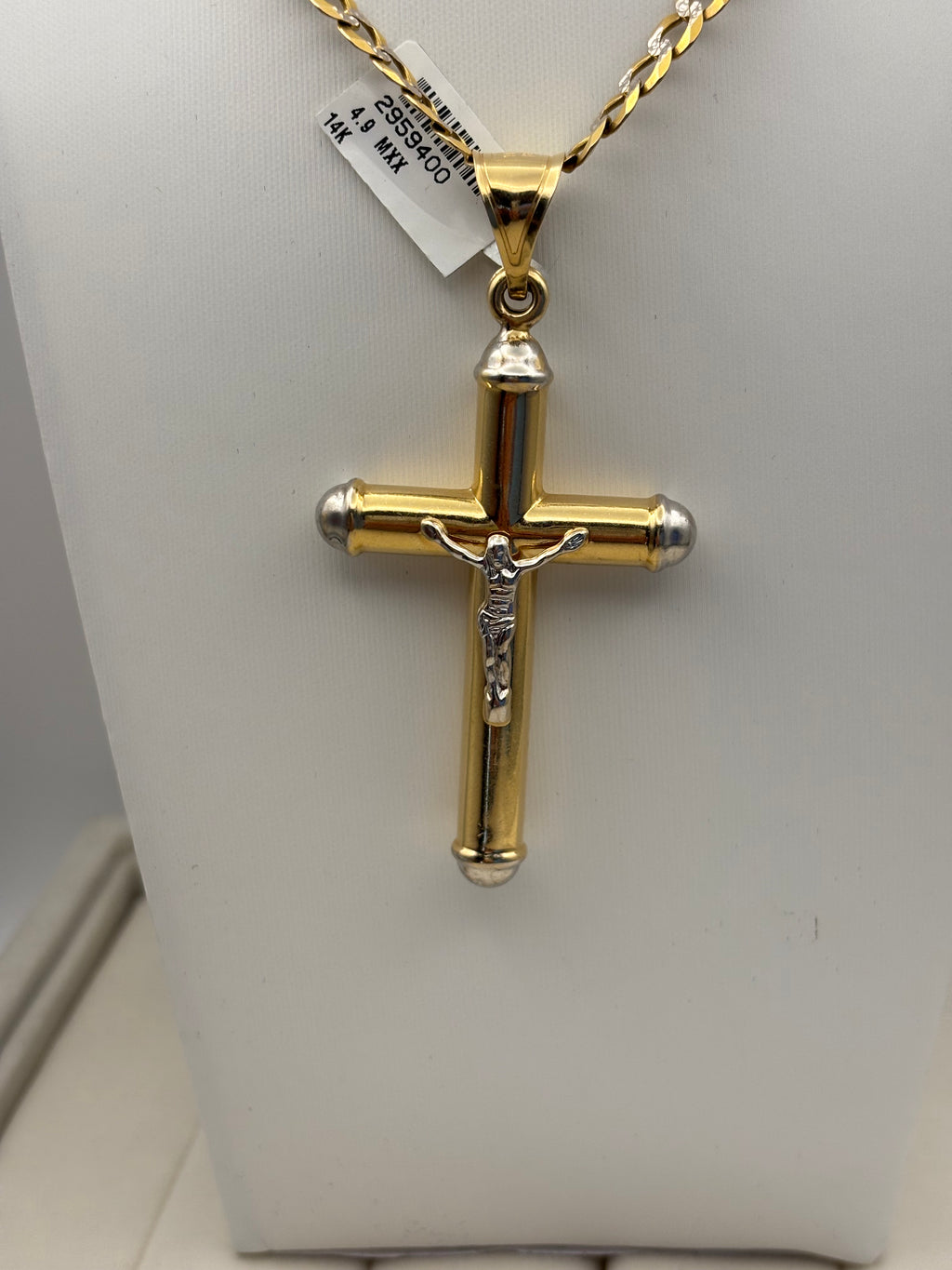 14K Two-Tone Gold Crucifix Cross Pendant