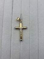 14K Two-Tone Gold Crucifix Cross Pendant
