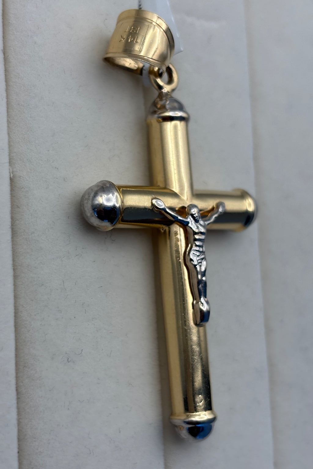 14K Two-Tone Gold Crucifix Cross Pendant