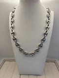 Large 925 Sterling Silver Puff Link Necklace
