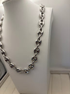 Large 925 Sterling Silver Puff Link Necklace